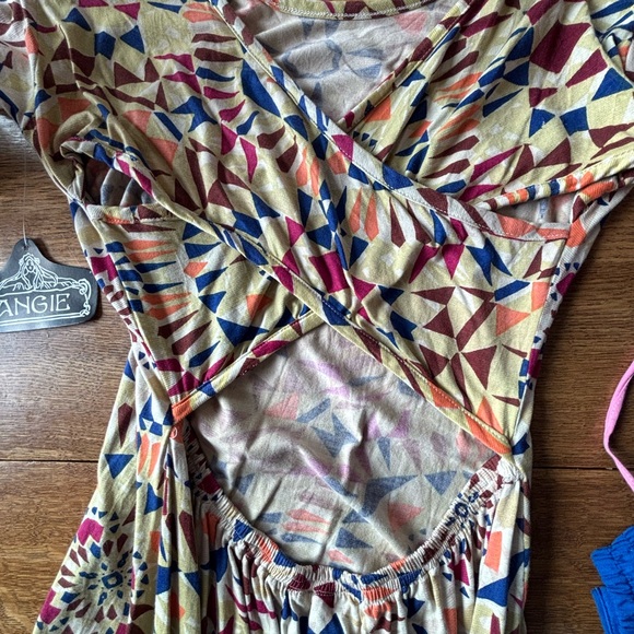 Angie Pink and Yellow High-Low Sundress with Flutter Sleeves - Picture 2 of 3